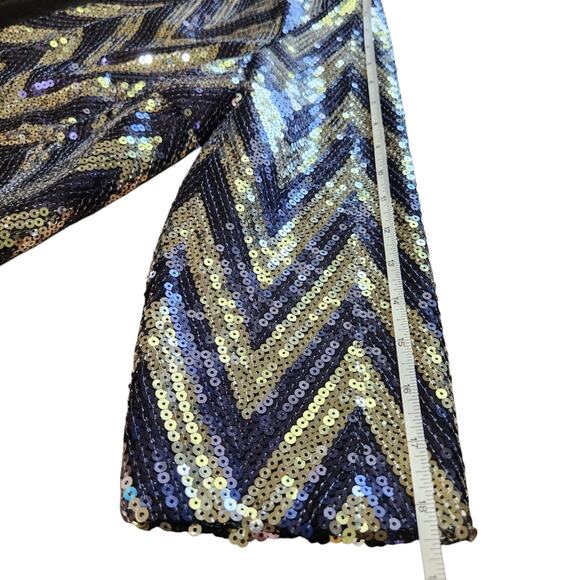 Jessica Simpson sequin chevron blazer blue and silver size L - Picture 9 of 11